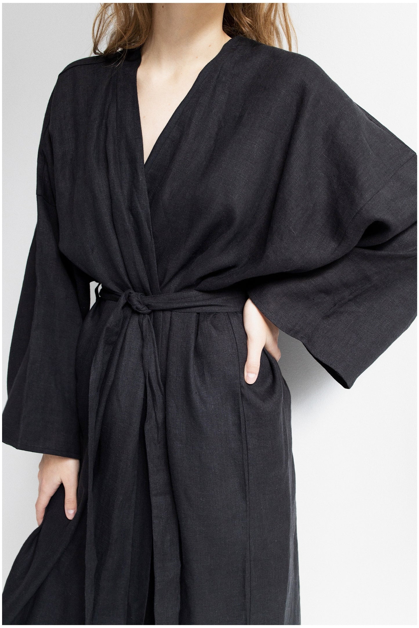 LINEN ROBE///BLACK