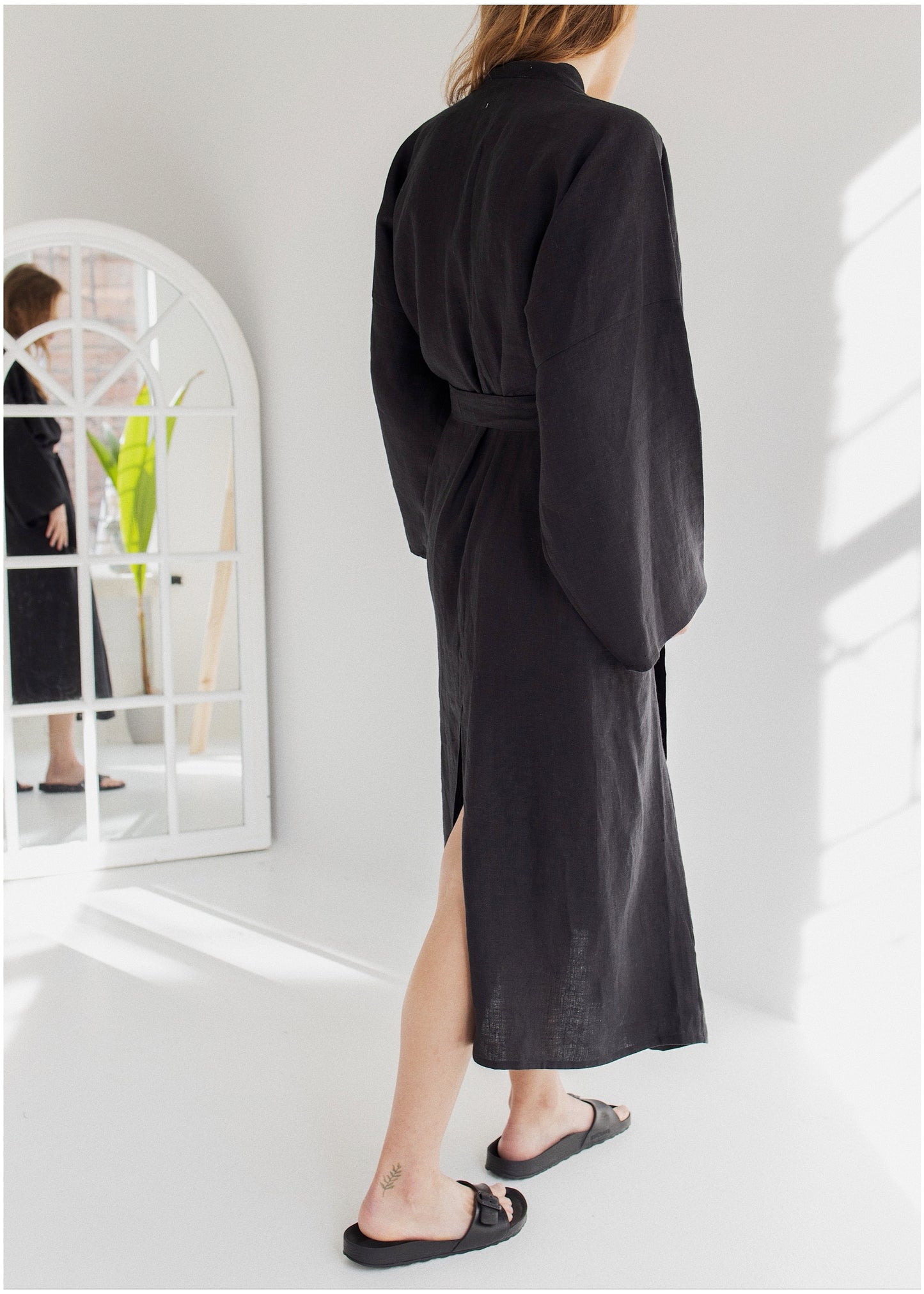 LINEN ROBE///BLACK