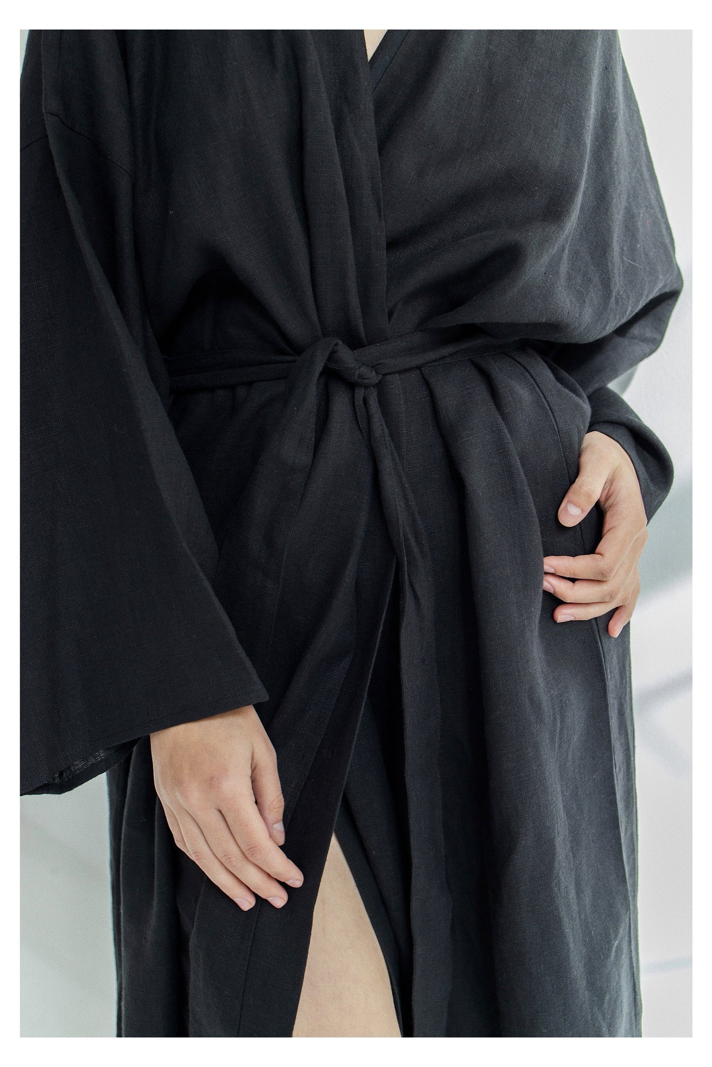 LINEN ROBE///BLACK