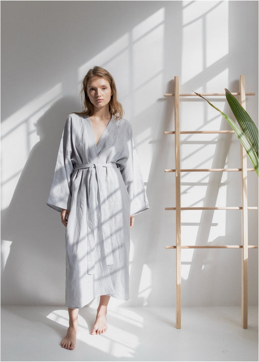 LINEN ROBE///GRAY