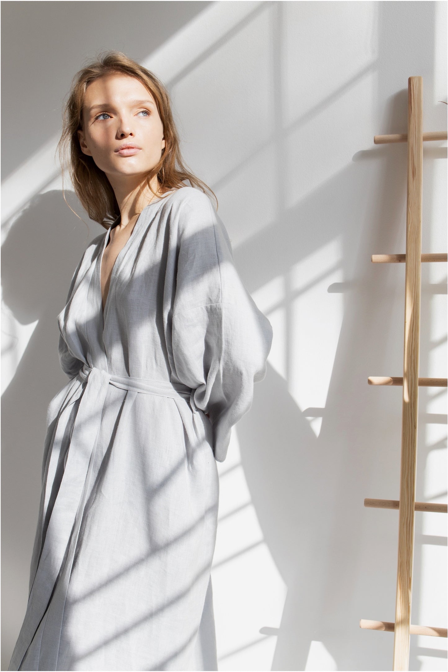 LINEN ROBE///GRAY